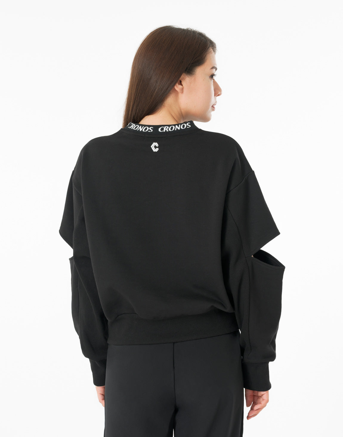 CRONOS WOMEN CUT OUT SWEAT【BLACK】