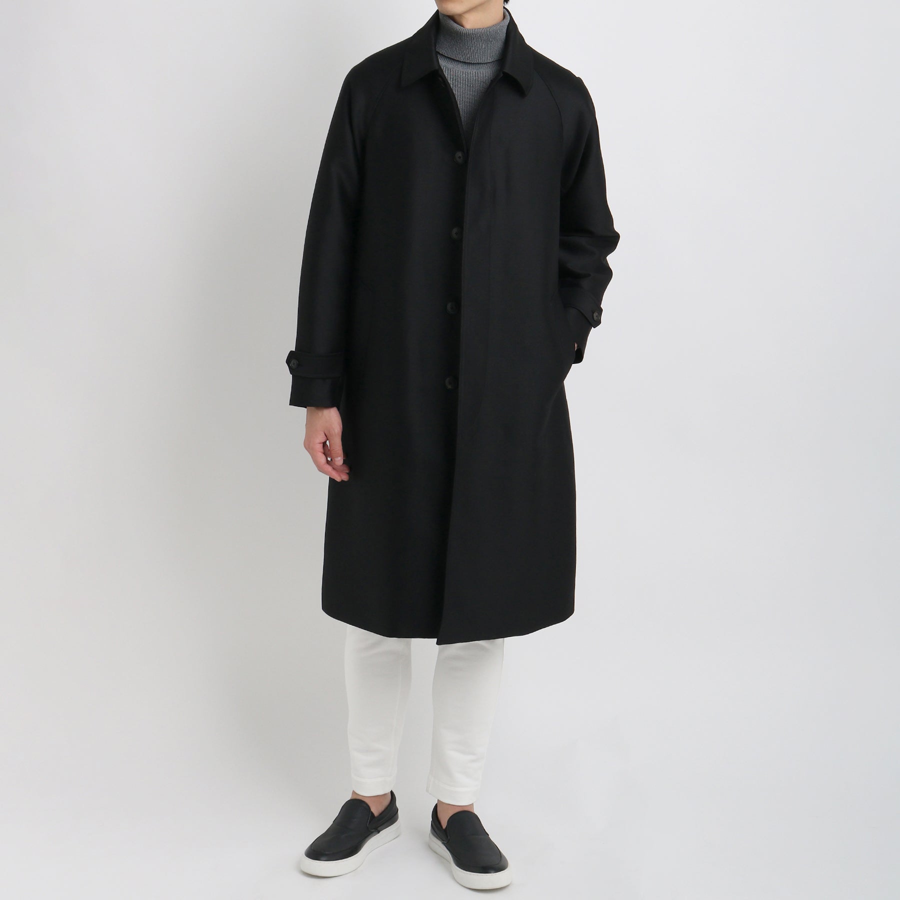 Silk Wool Bal Collar Coat Color: Black – ＋CLOTHET ONLINE
