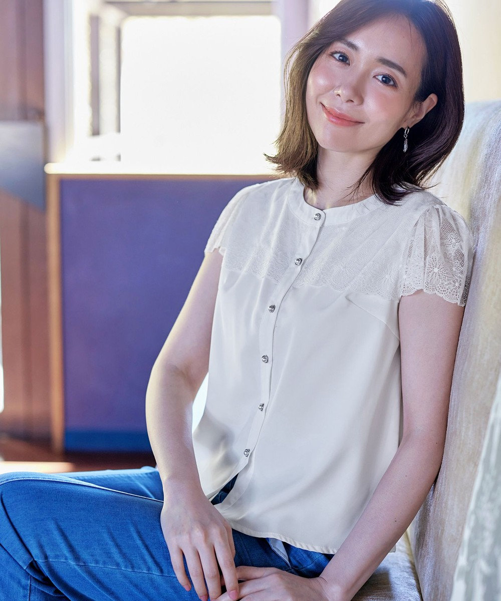 yori yori スカラップ刺繍サマーシャツ yoriスカラップ刺繍サマー