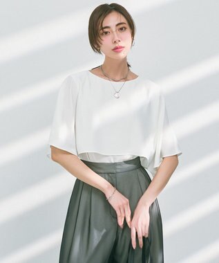 吸水速乾/UVカット/接触冷感】ストレッチジョーゼット ケープデザイン