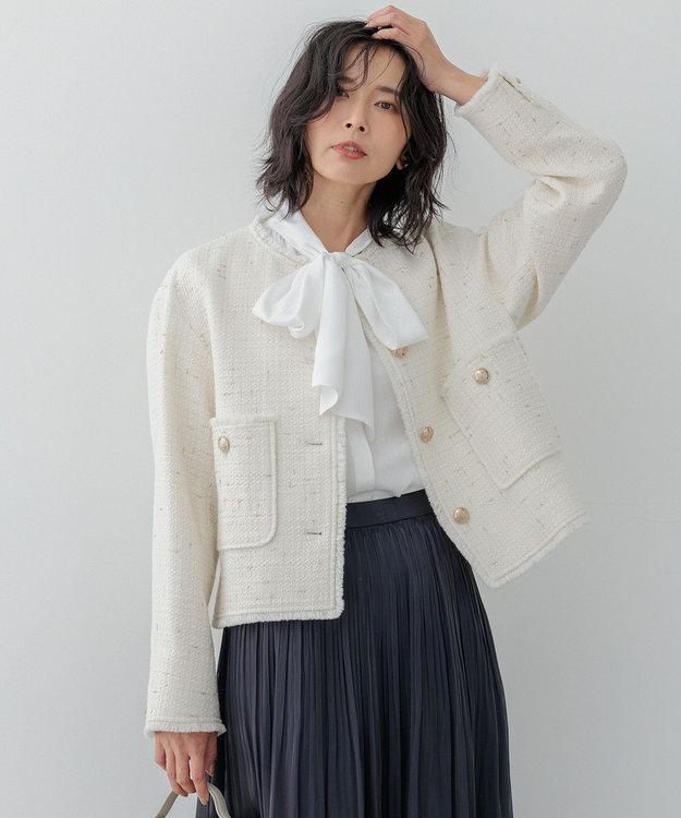 滝沢眞規子さん着用】GIOLICA ボタン ツイード ジャケット / 23区 L