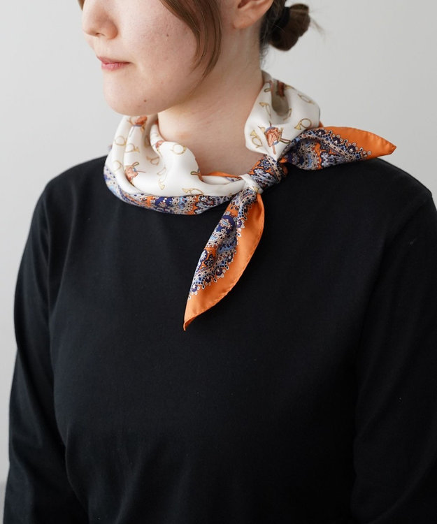 伝統横濱スカーフ】ホルン 小判 シルクツイル スカーフ / Marca