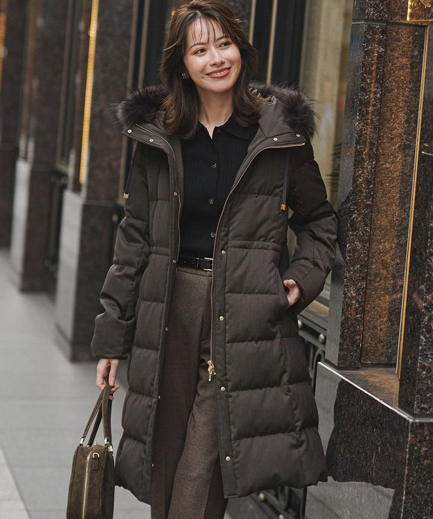 撥水加工】ブライトウール ロングダウンコート / 23区 S