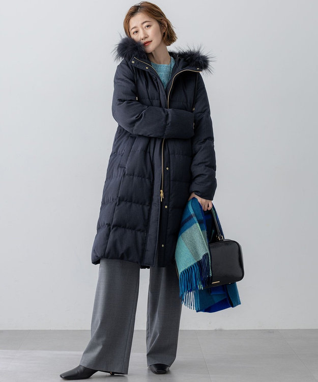 撥水加工】ブライトウール ロングダウンコート / 23区 L