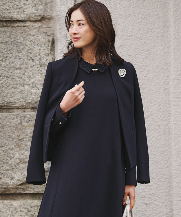 セットアップ対応/洗える】トリアセダブルジョーゼット ノーカラー