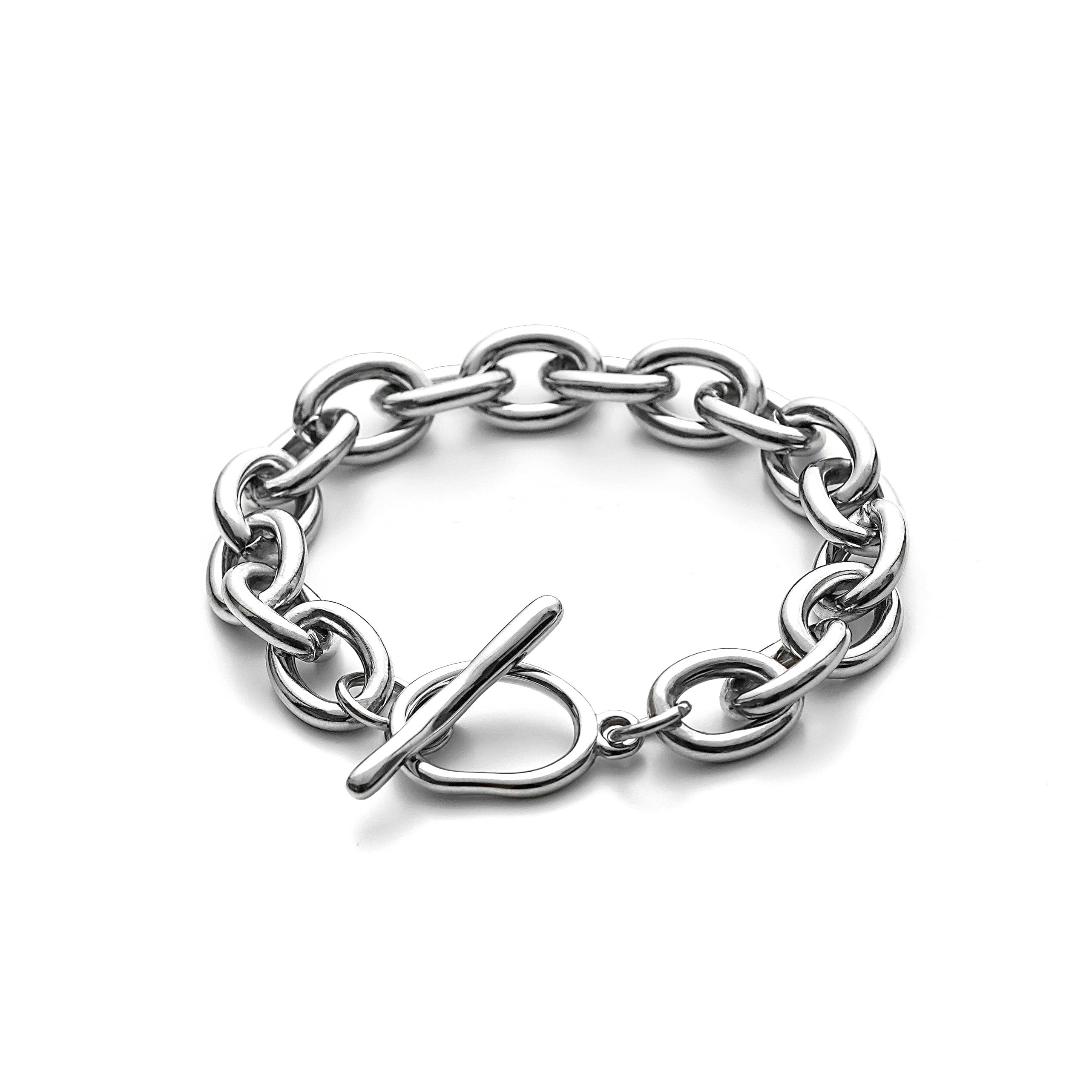 Unique cable chain bracelet silver｜cross Jewellia｜金アレ対応