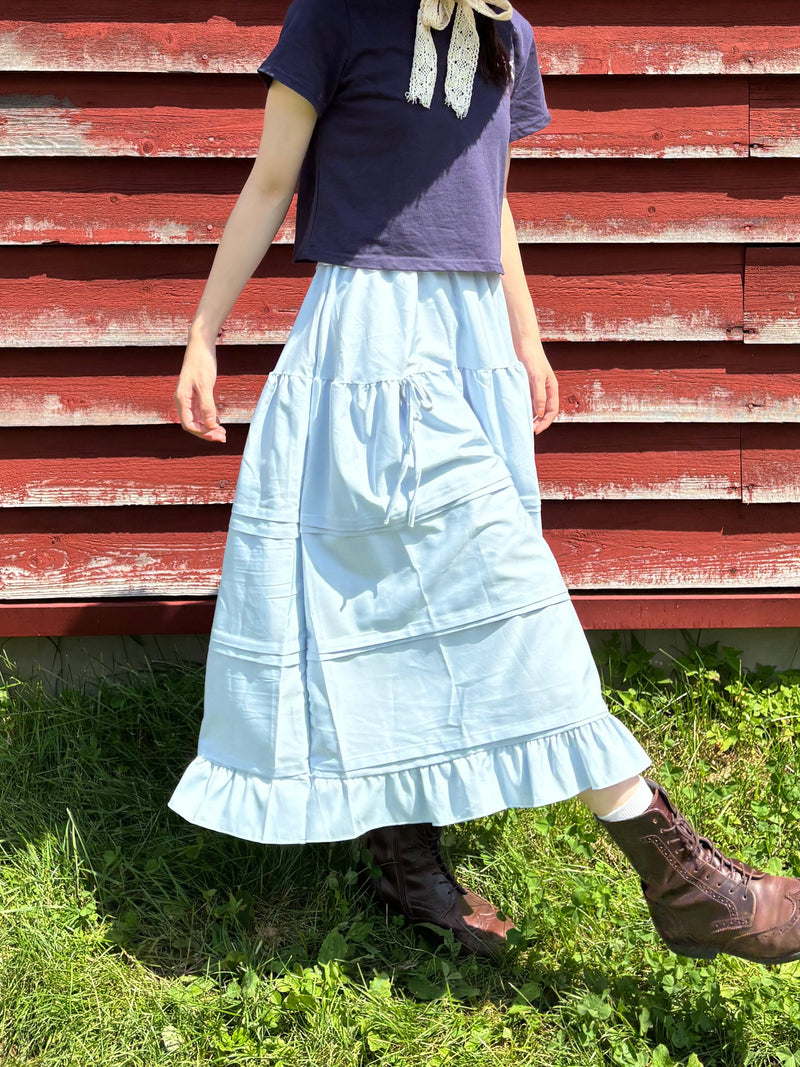 ライトブルーフリルロングスカート DPA43428 – CRAMMY