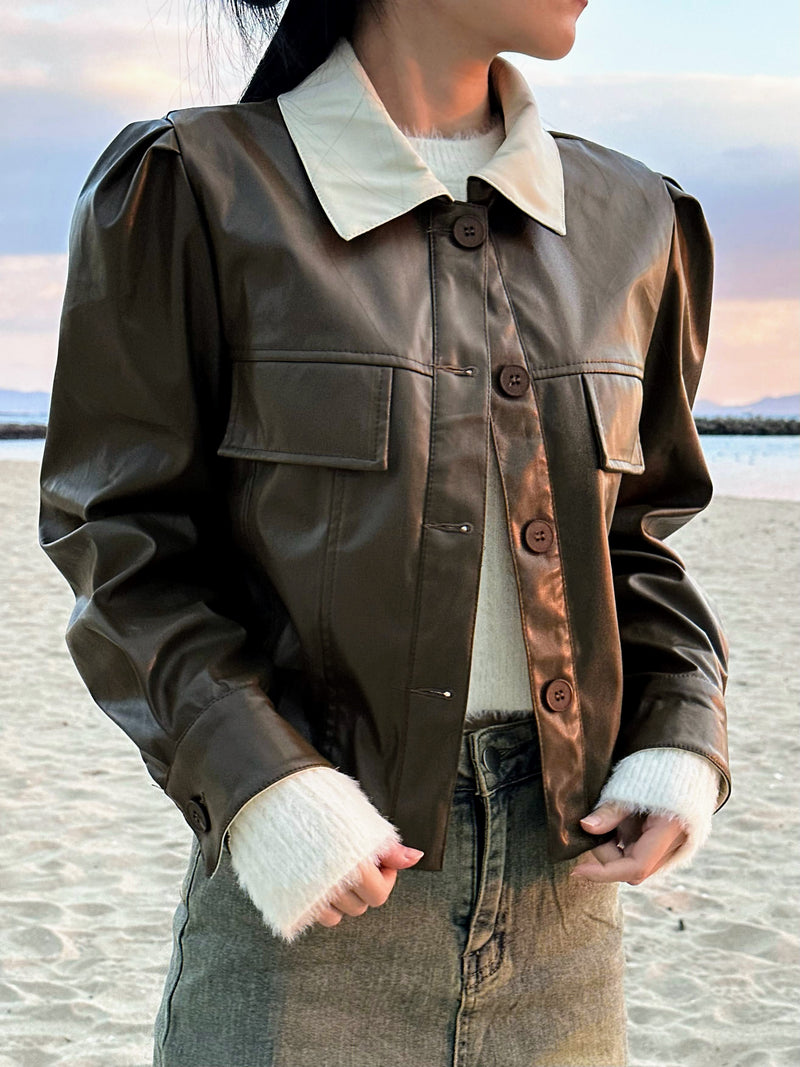 ブラウンショートレザージャケット DPB43057 – CRAMMY