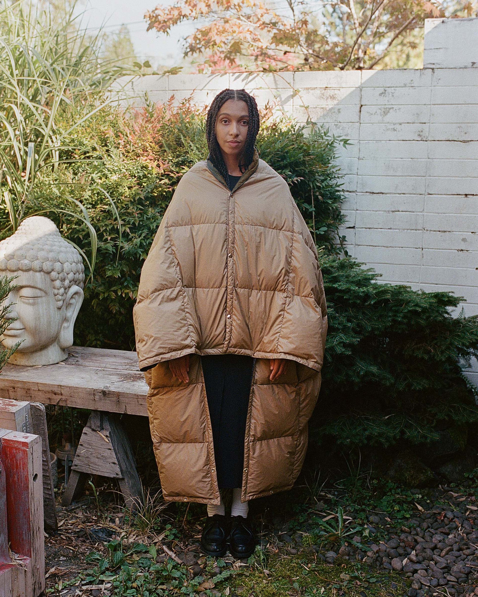 Snap Down Throw Blanket - Nylon - Brown & Dark Tan - Crescent Down