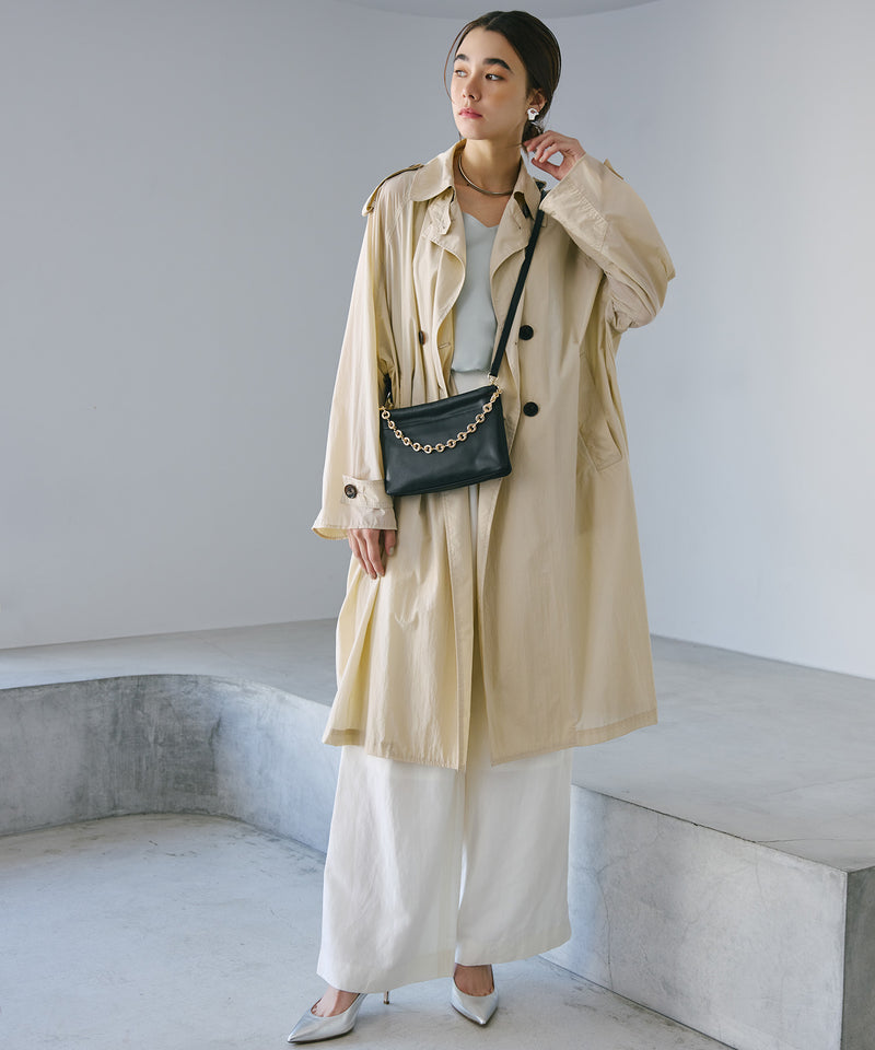 スムース レザー チェーン付き スワローマチ ミニ ショルダー バッグ