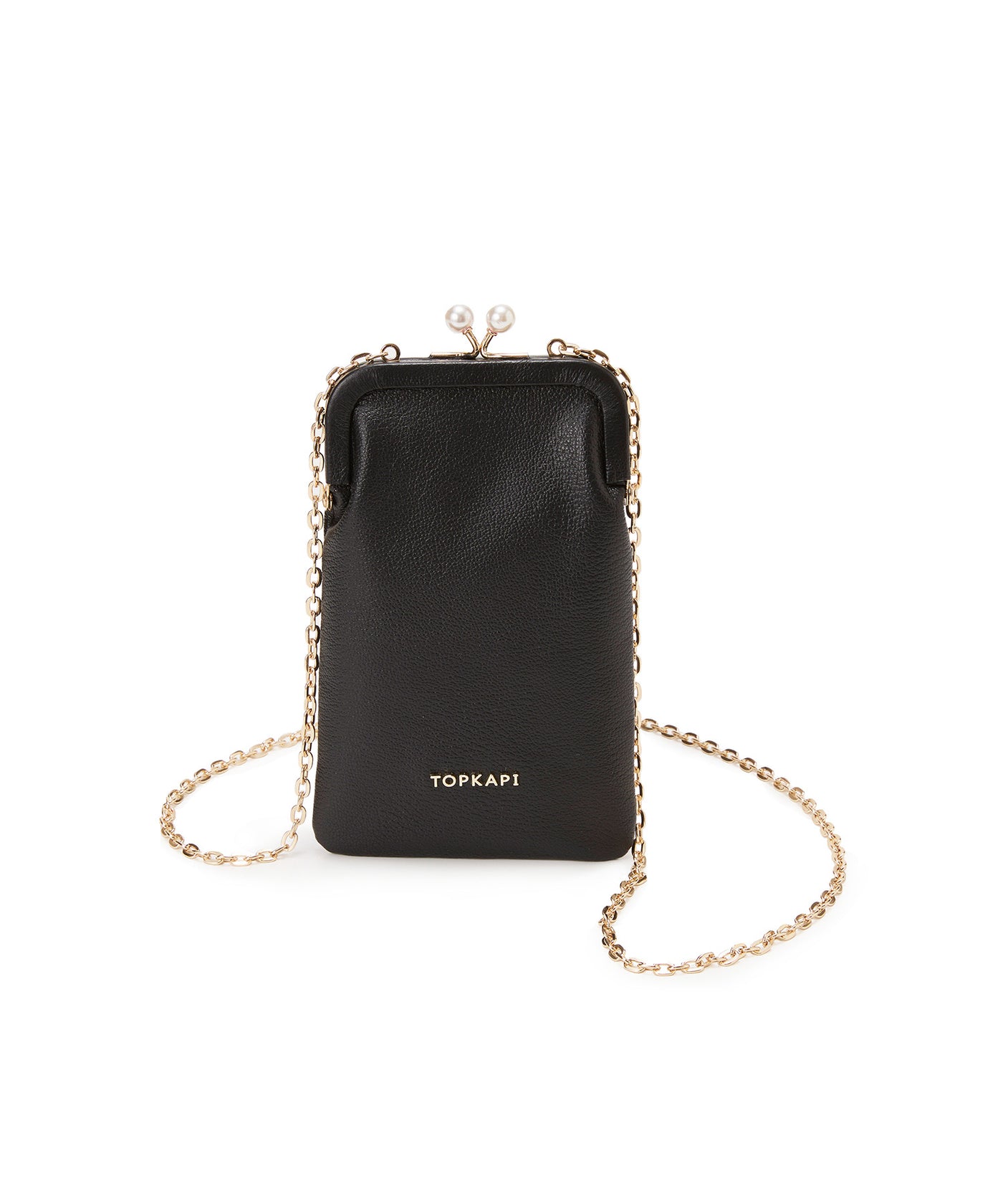 シュリンクレザー パール チェーン ショルダー バッグ / スマホ