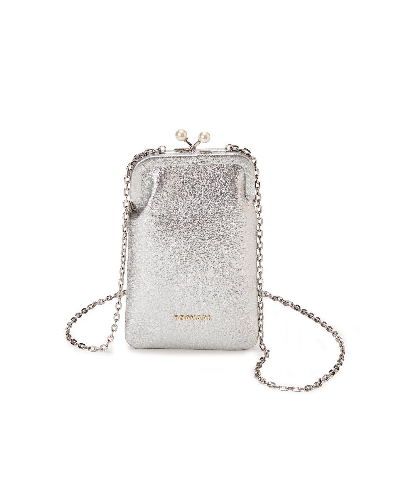 シュリンクレザー パール チェーン ショルダー バッグ / スマホ