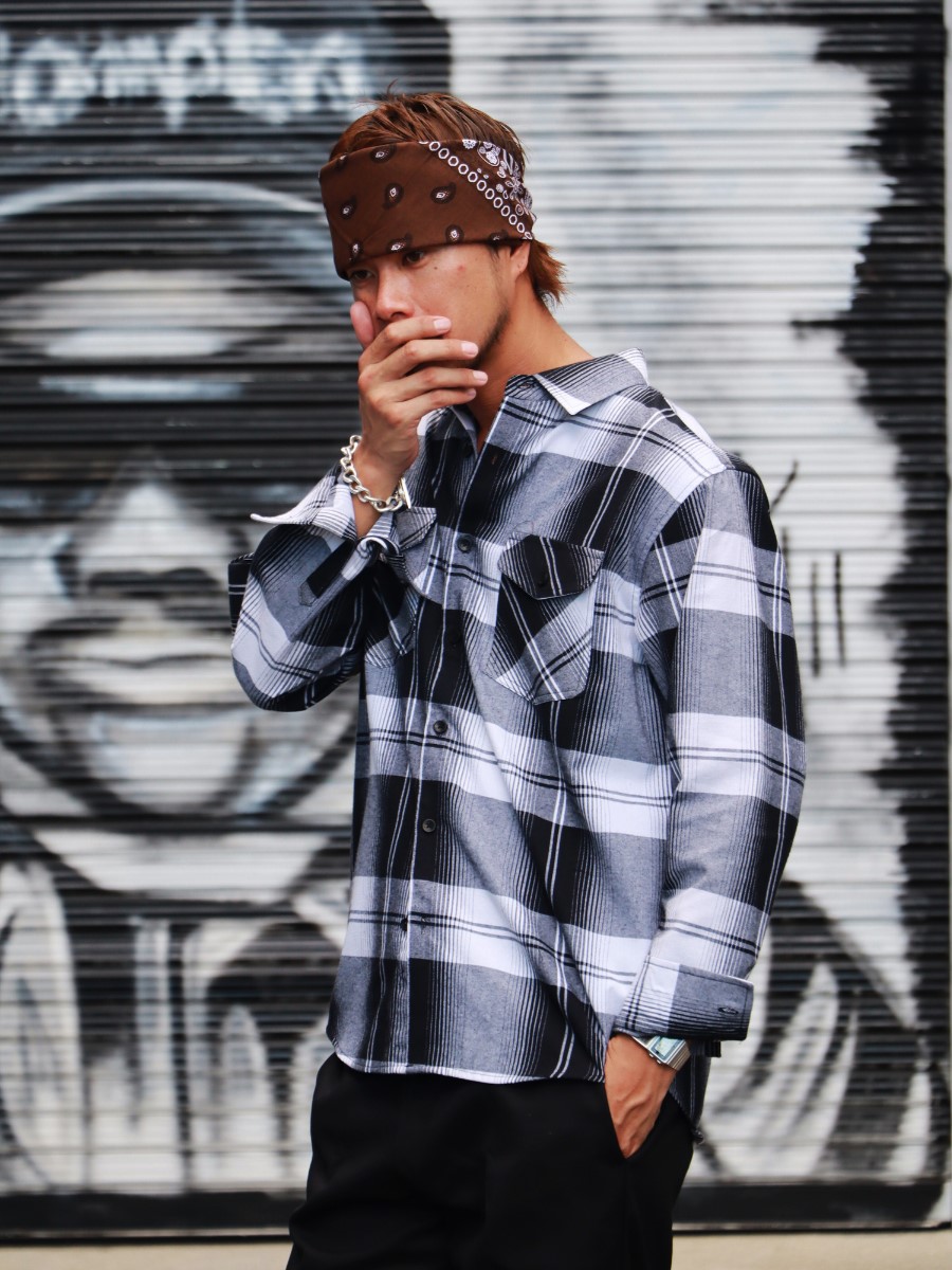 定番グラデーションチェックの厚手フランネルシャツ!! Ablanche 7af02