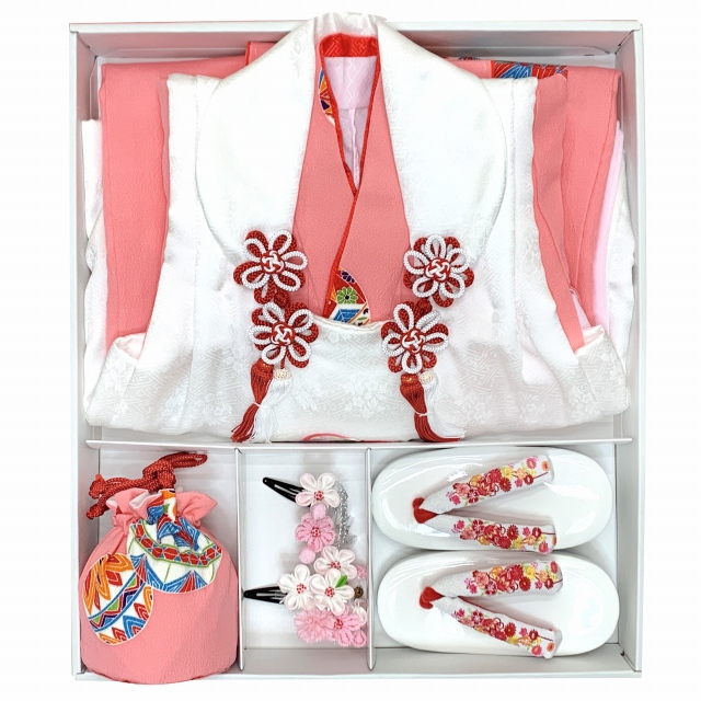 七五三 3歳 着物 セット 女の子 被布セット 正絹 本絞り 刺繍柄の被布