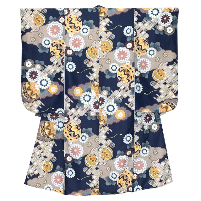 七五三 着物 2025年新作 7歳 女の子用 小紋柄 四つ身 単品 子供着物