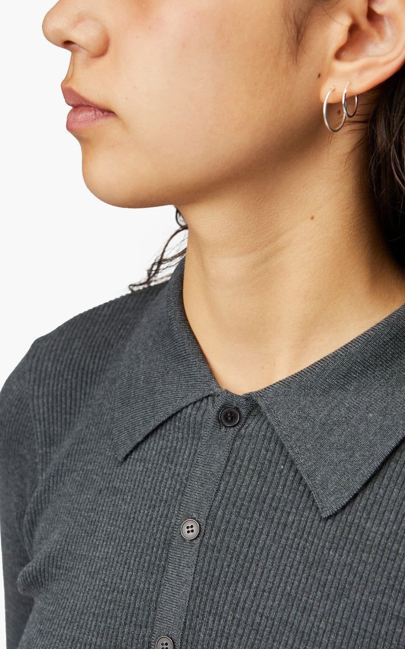 Auralee W Super Fine Wool High Gauge Rib Knit Polo L/S Tee Top