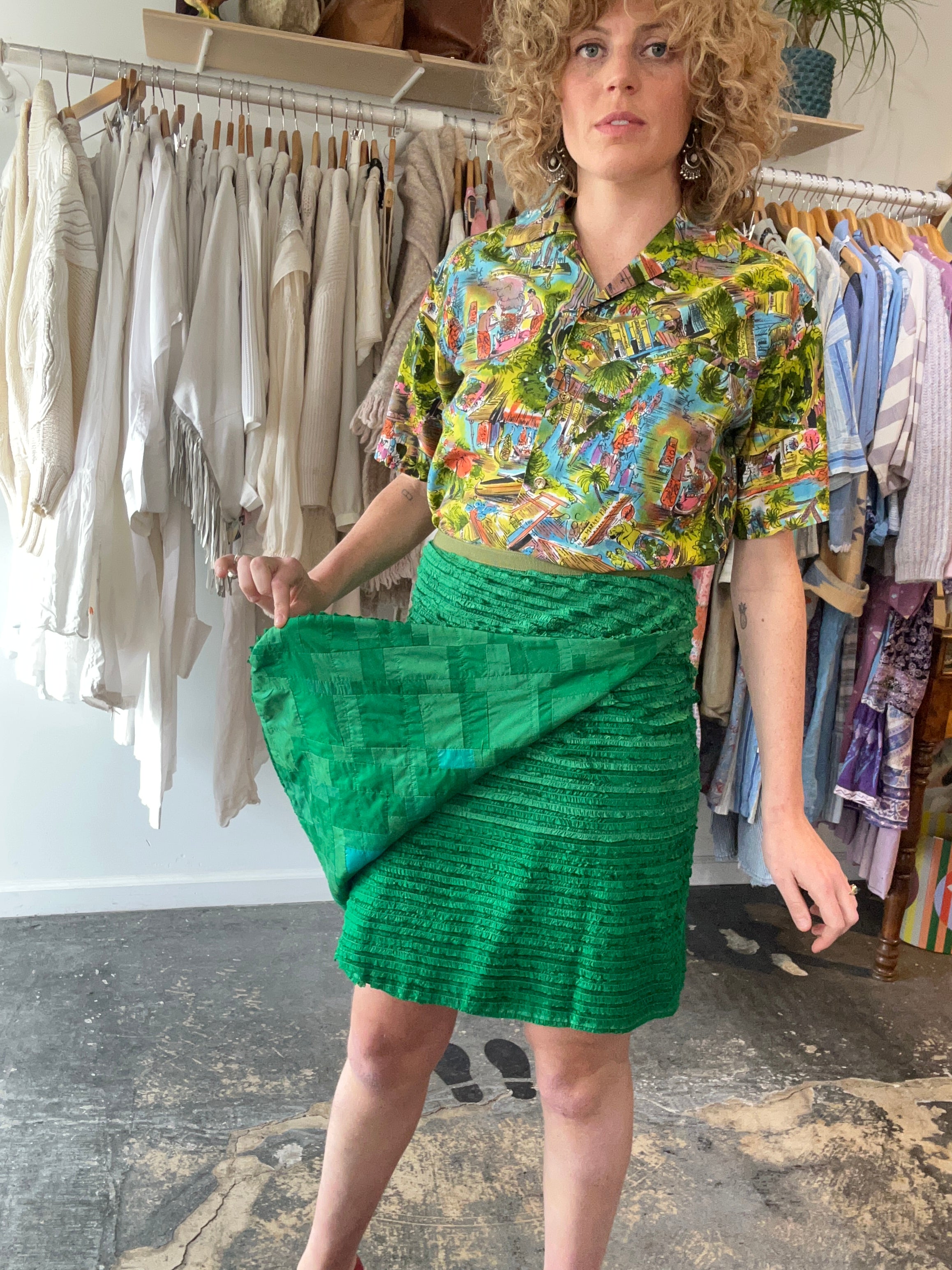 Dosa Green Silk Wrap Skirt – The Curatorial Dept.