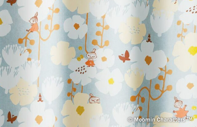 ムーミン 遮光カーテン タイニーフラワー 遮光2級 形状記憶 100×135cm