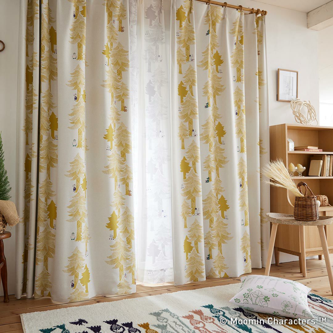 ムーミン 遮光カーテン プート 遮光2級 形状記憶 100×135cm｜スミノエ