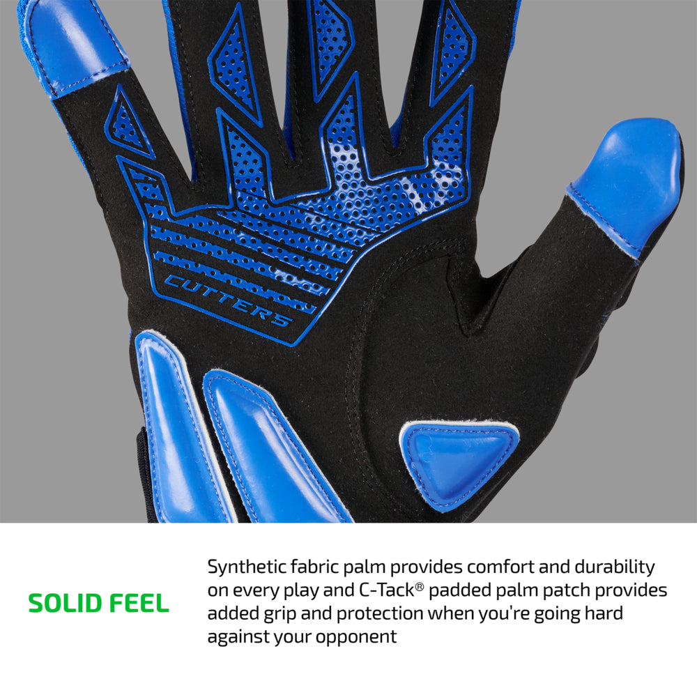 Force 6.0 Lineman Blue Football Gloves | Cutters Sports