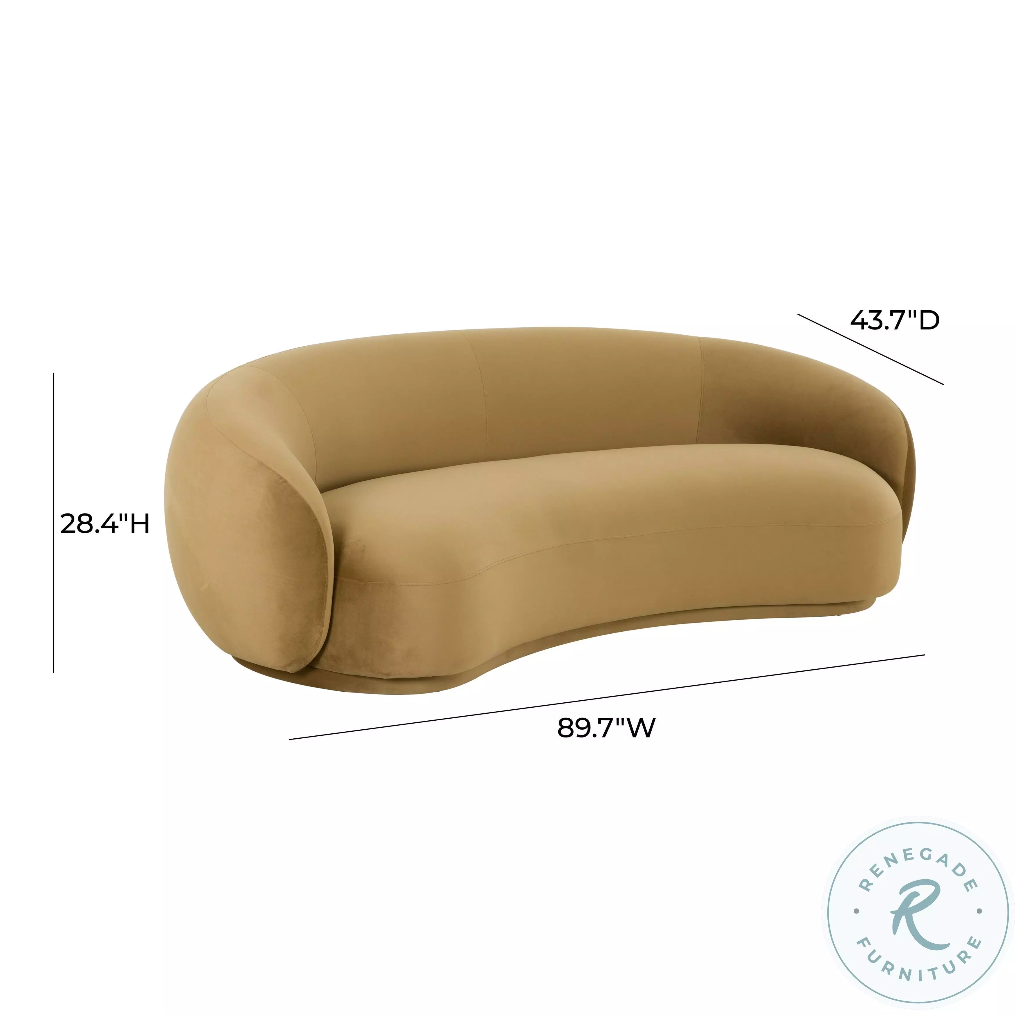 Kendall Cognac Velvet Sofa From TOV | Coleman Furniture