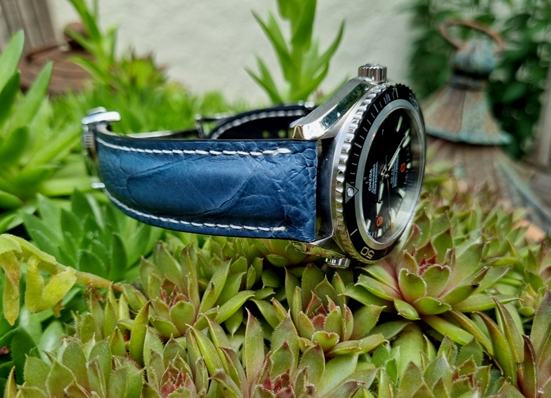 Azure Blue Ostrich watch strap for Omega - Dangerous9straps
