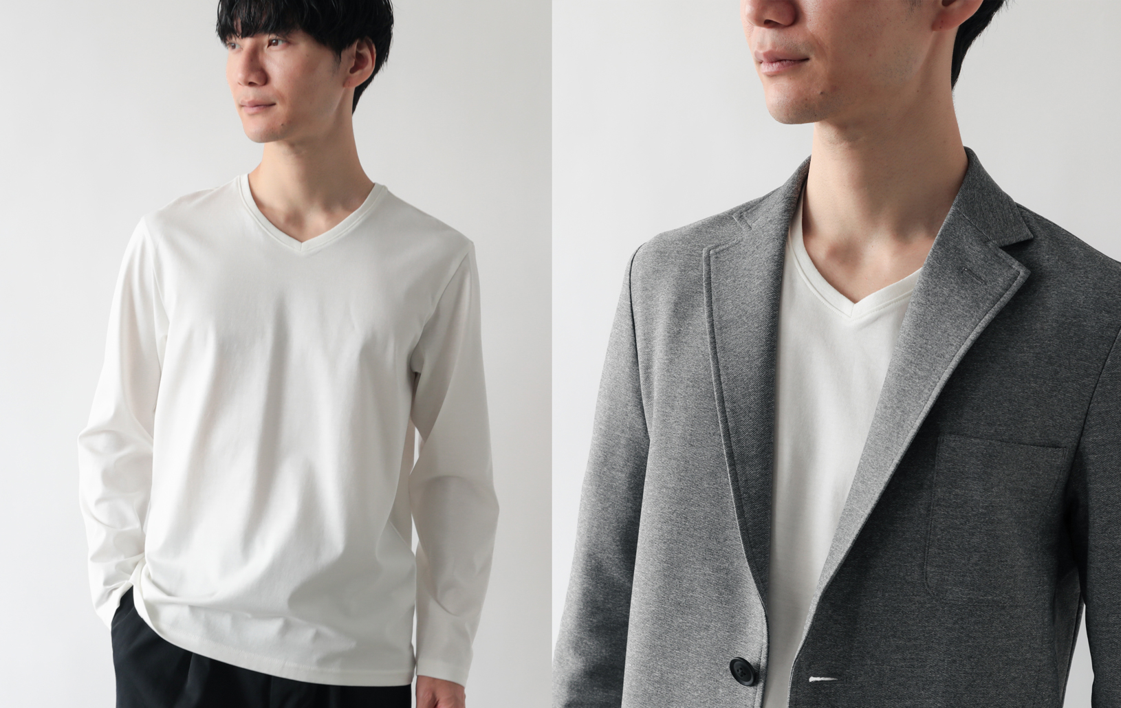 Dress Tシャツ” スペシャリティコットン シルクタッチ長袖/Slim/V