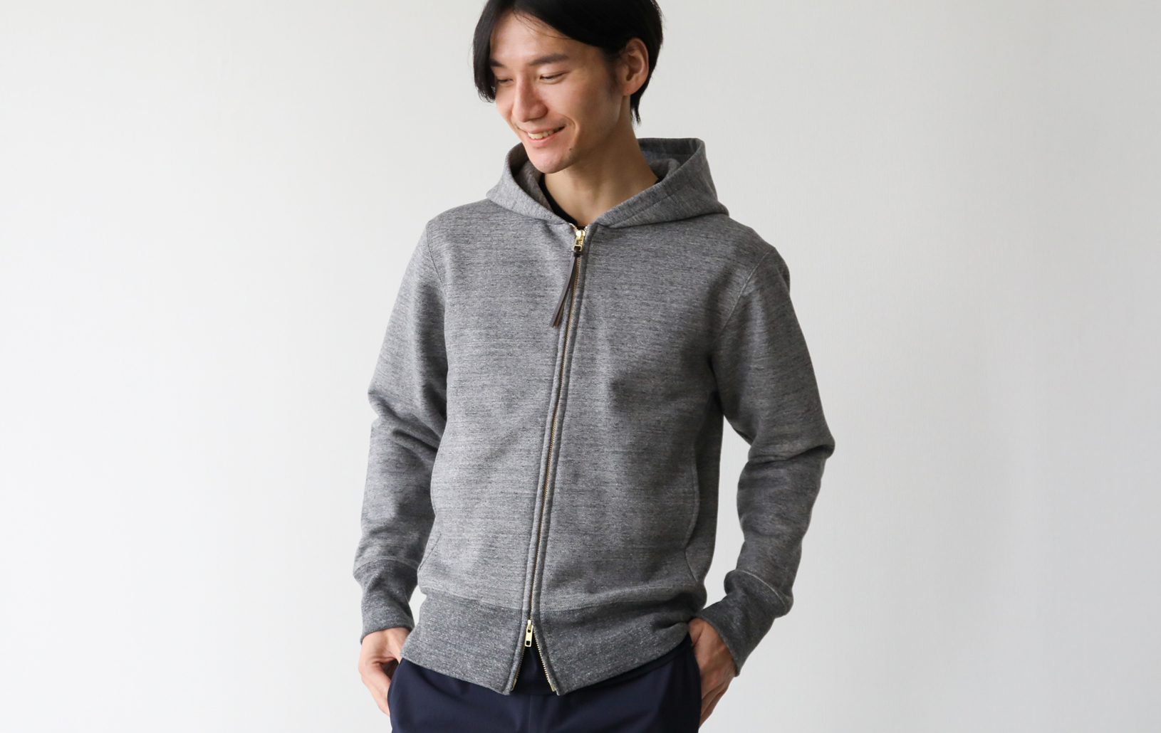 超高密度ジップアップパーカー/スマートスタイル/グレー | Factelier