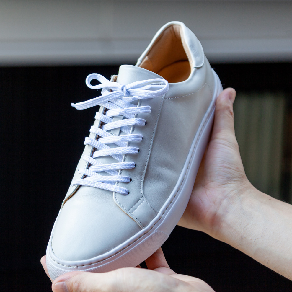 足を優しく包むレザースニーカー/ホワイト(抗菌・抗ウイルス加工