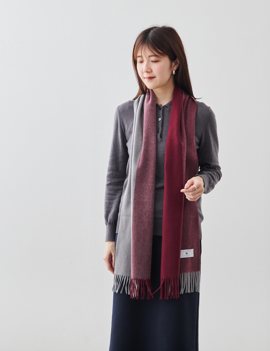Melty Cashmere 100% ウェーブマフラー/ブロックチェック