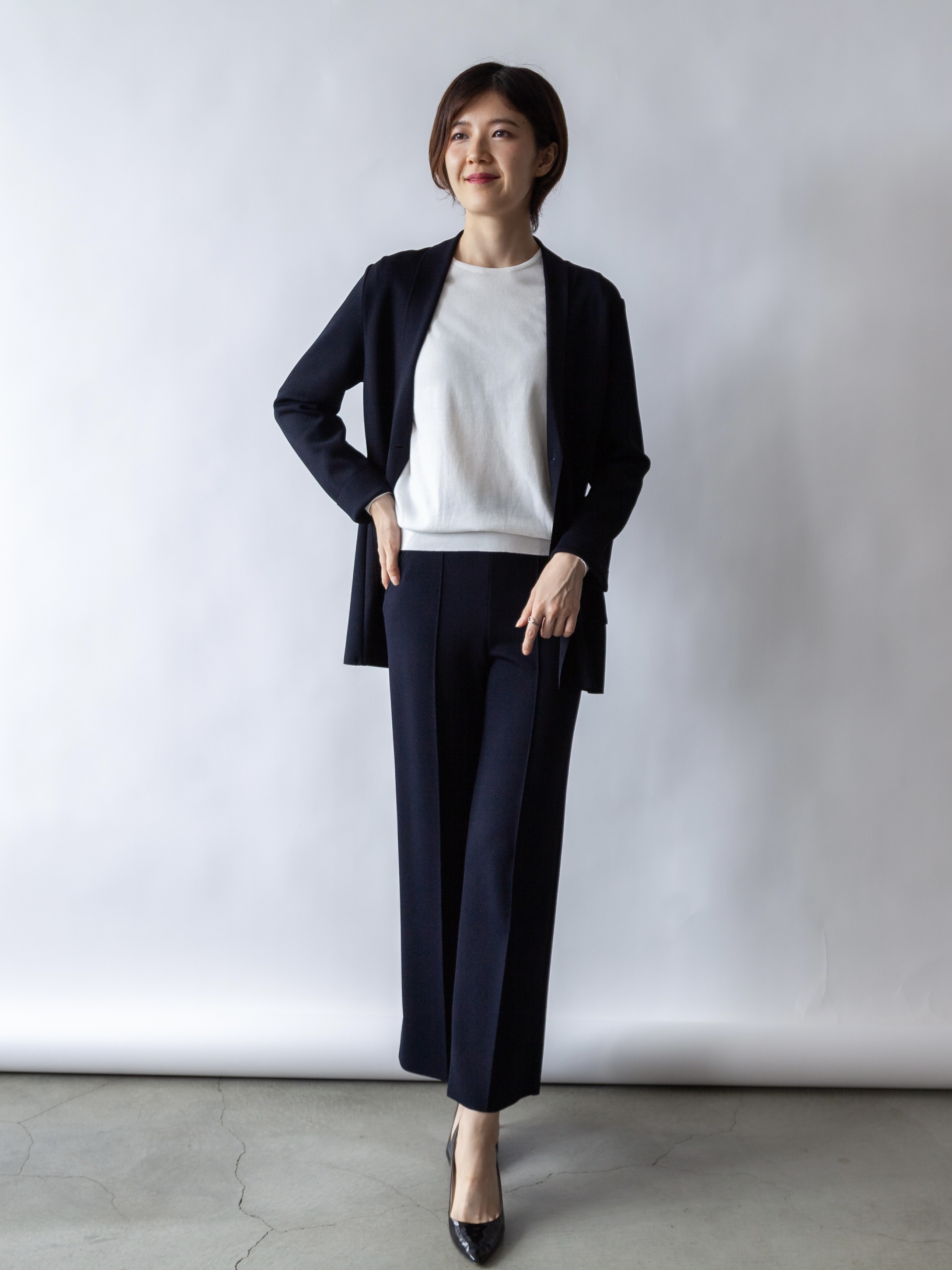 ミラノリブニットジャケット/ブラック | Factelier (ファクトリエ)