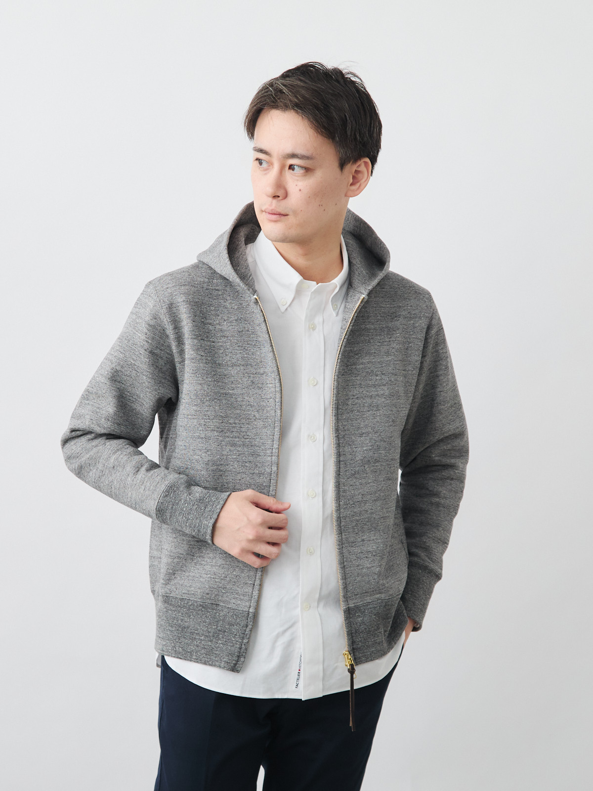 超高密度ジップアップパーカー/スマートスタイル/グレー | Factelier