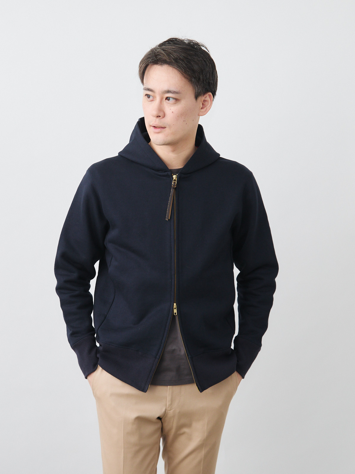 超高密度ジップアップパーカー/スマートスタイル/ネイビー | Factelier