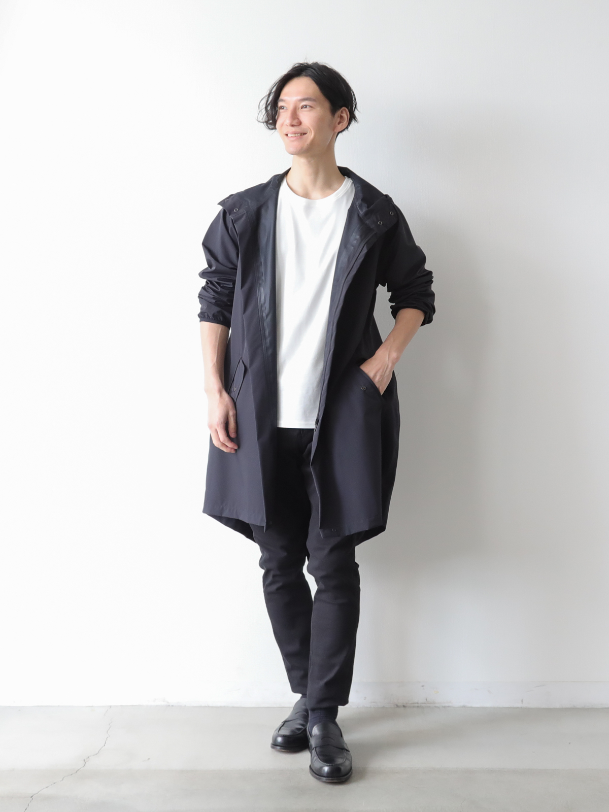 超高密度ナイロンのウォータープルーフコート/カーキ | Factelier