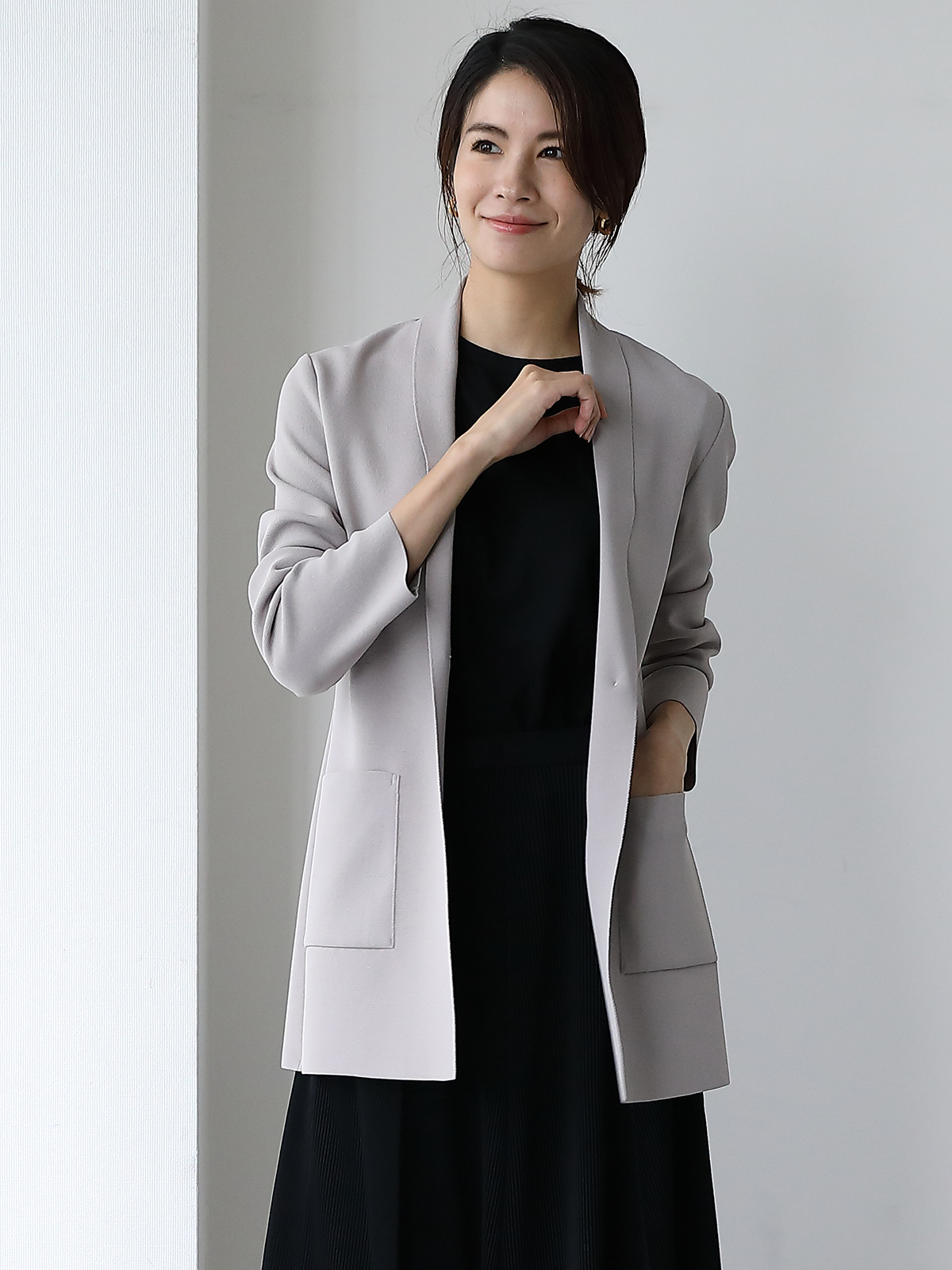 ミラノリブニットジャケット/トープ(グレージュ) | Factelier