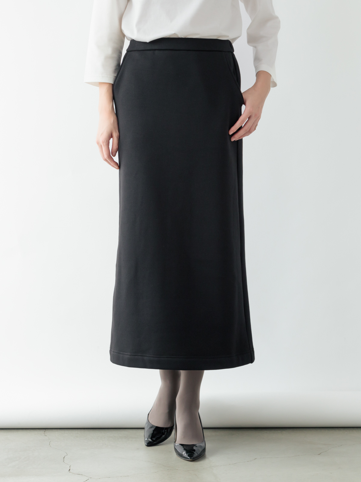 シルクタッチの高密度ブランケットスカート/ブラック | Factelier