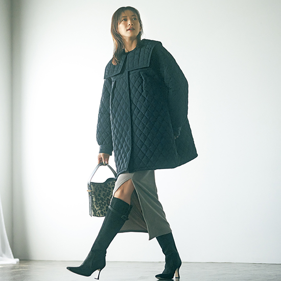 優待価格[THREE SQUARE]付け衿キルティングコート | KOBUNSHA SELECT