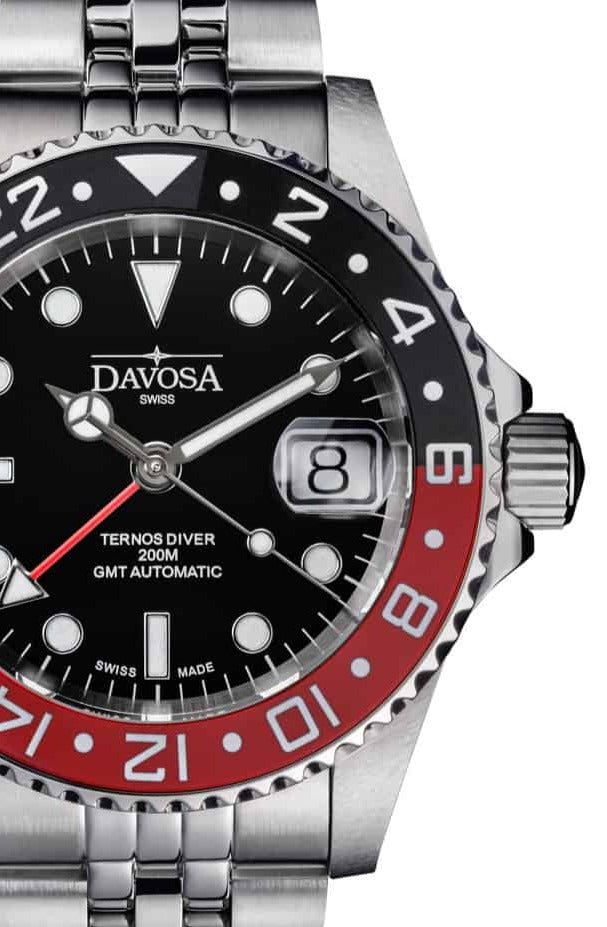 Ternos Ceramic Automatic GMT Black Red Diving Watch 16159009