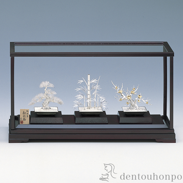 送料無料】 銀製 盆栽 三点セット A 3号・87g / 光則（銀工芸） 高級