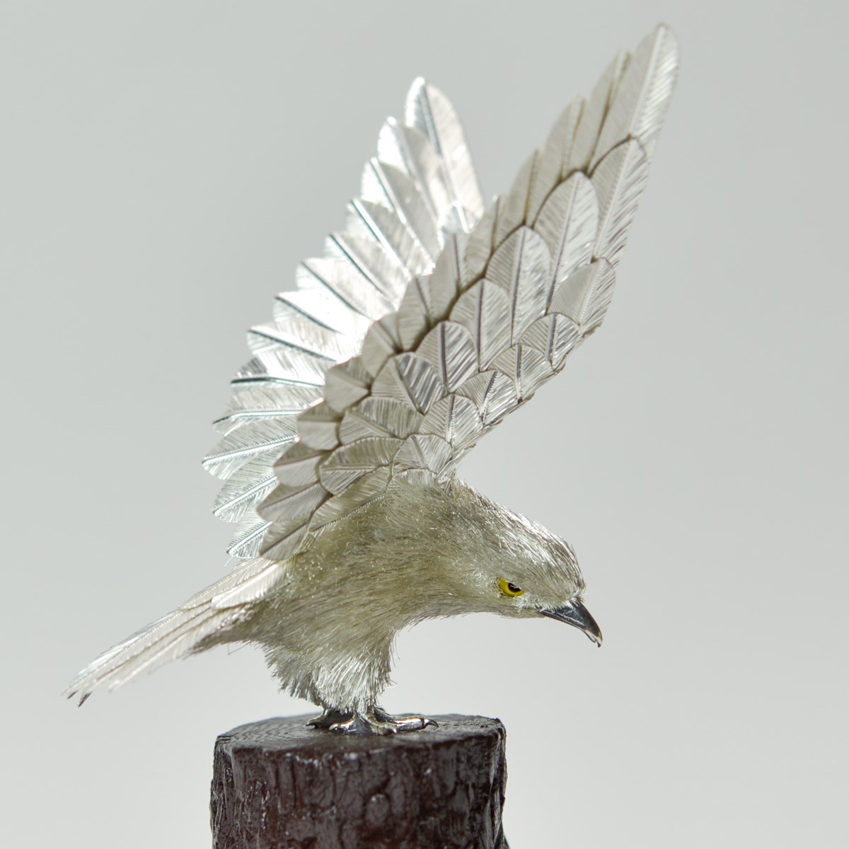 送料無料】 銀製 白鷹 F 50g / 光則（銀工芸） 高級 コレクション 美術