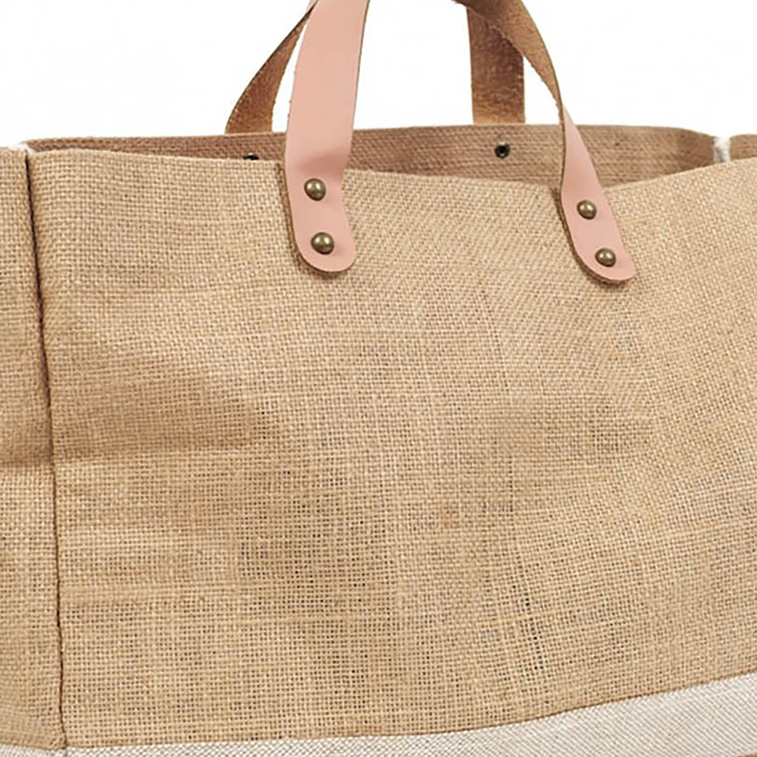 Large Jute Tote Bag With Leather Handle