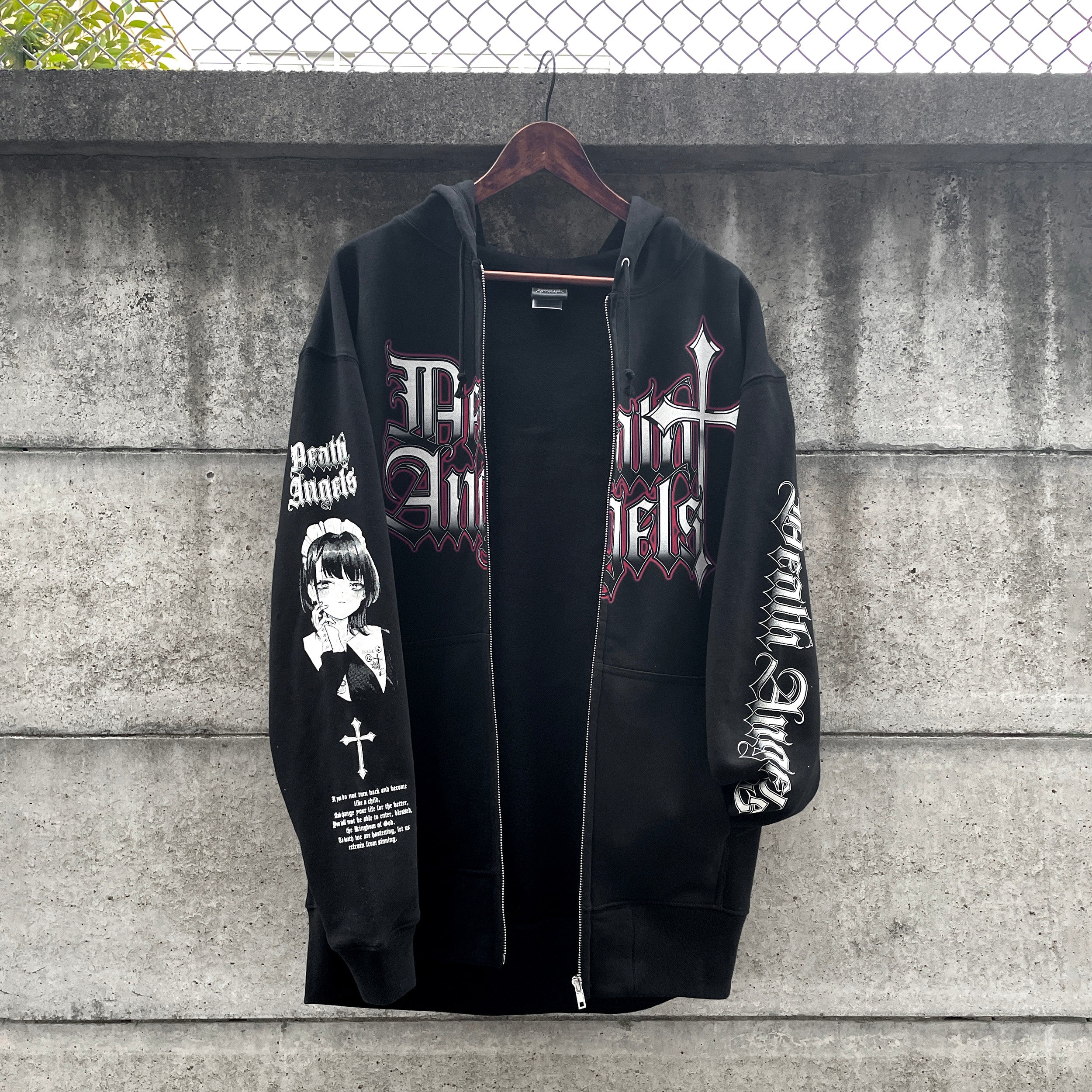 ANGEL CROSS Full Zip HOODIE [BLACK] – DEATH ANGELS