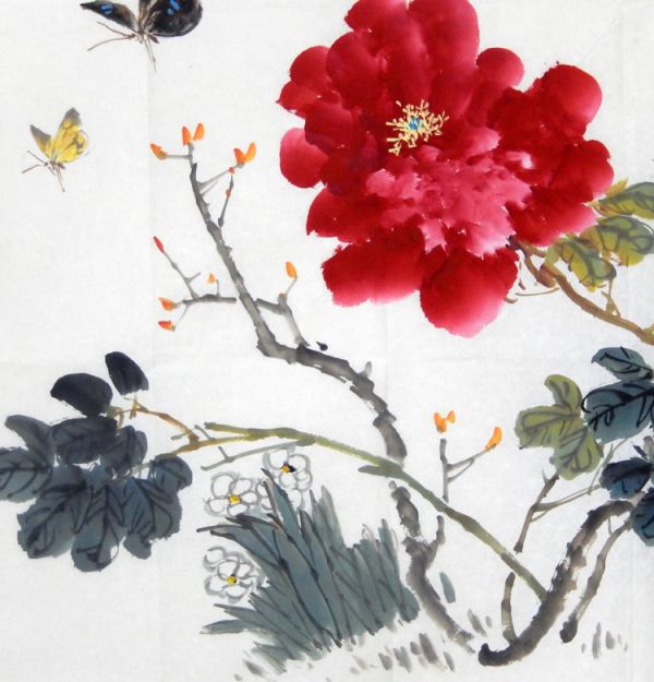 水墨畫花開富貴四尺斗方/ 花開富貴牡丹花掛畫風水畫專賣/ 四季家飾藝廊