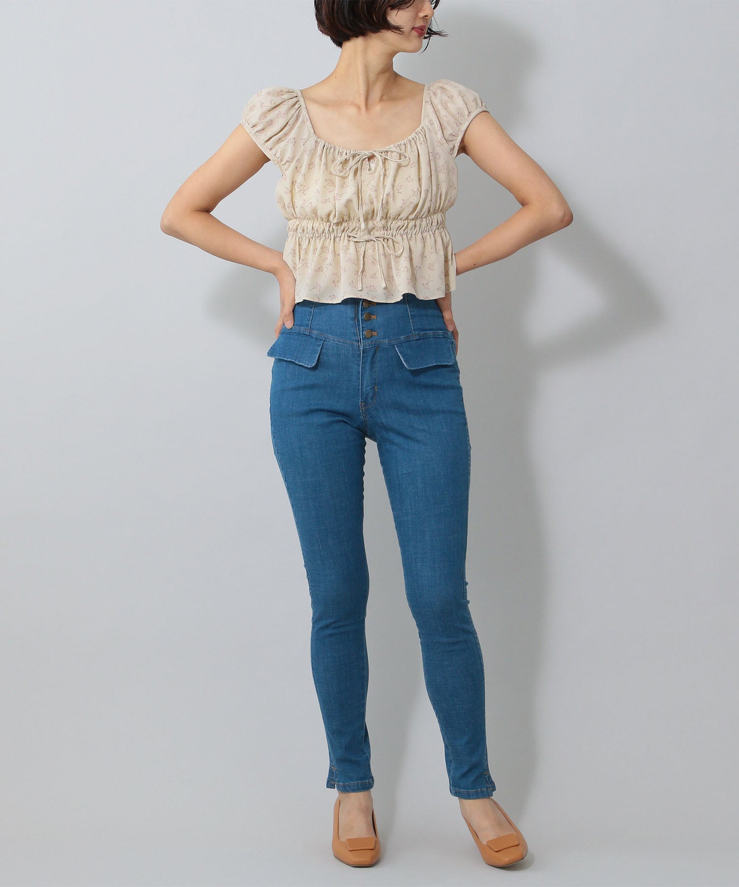 ハイウエストスキニーパンツ