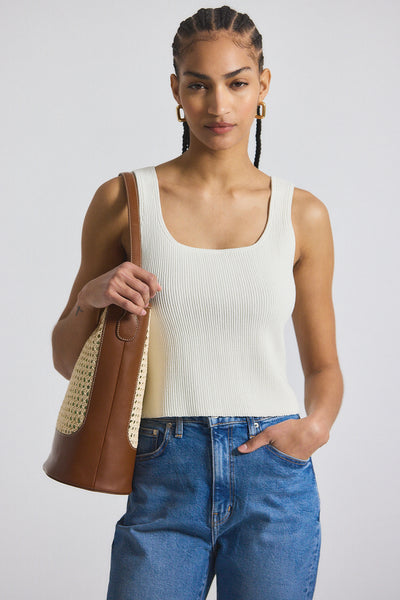 Sain Rib Knit Sweater Tank in Blanc de Blanc | Derek Lam 10 Crosby