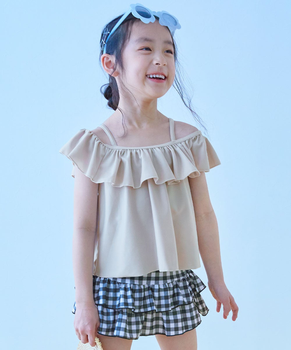UVカット 3WAYで着られる オフショルセットアップ水着 | 子供服の通販