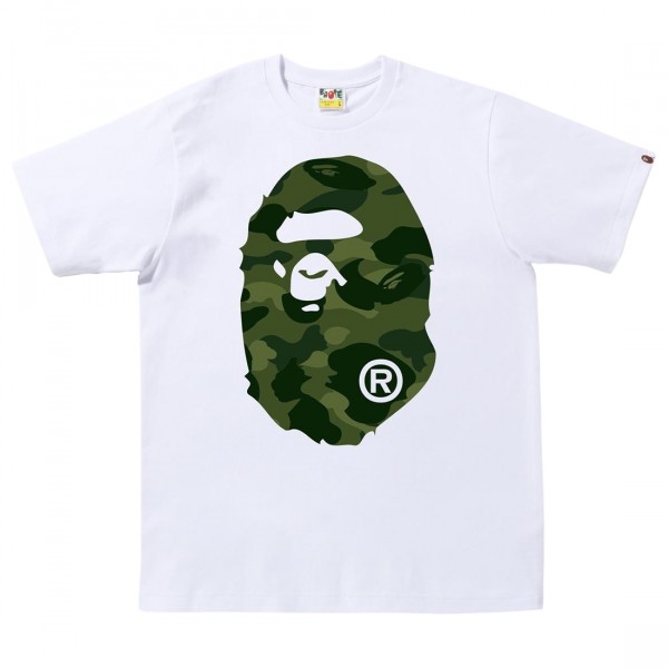 A Bathing Ape Men Color Camo Big Ape Head Tee white green