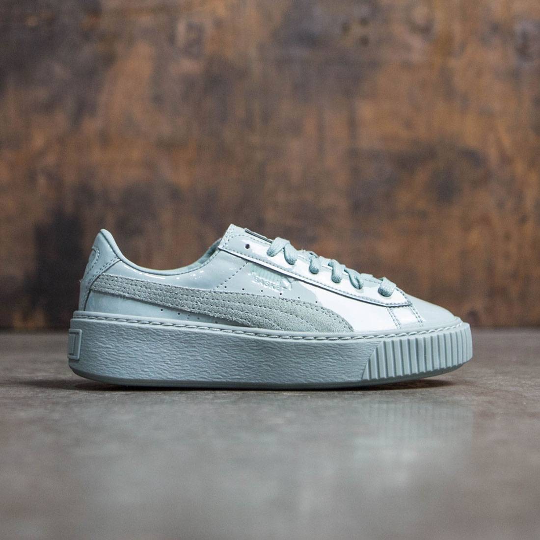 Puma Women Basket Platform - Patent Leather blue blue surf