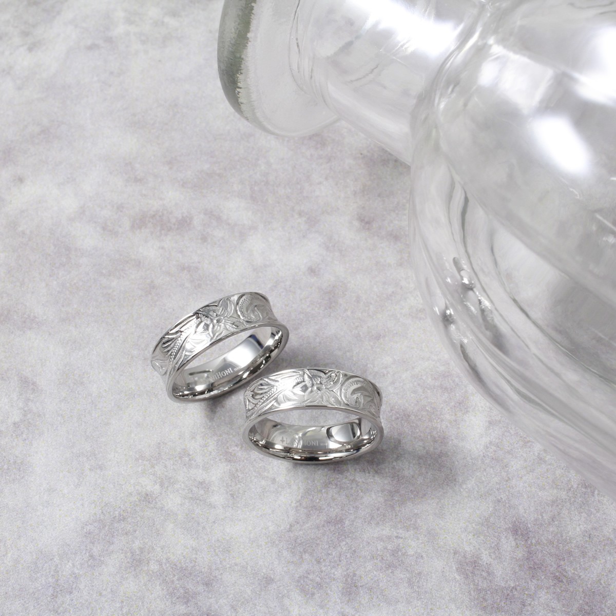 サージカルステンレス ペア リング L-R8009-P｜THE KISS（ザ・キッス