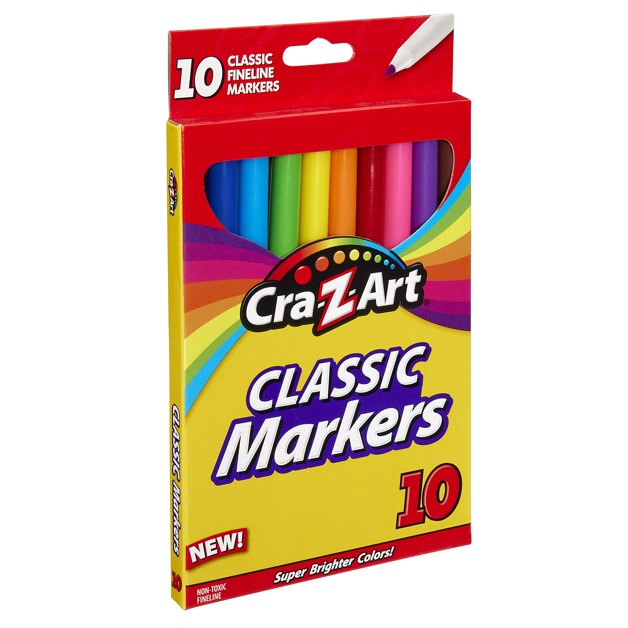 10 ct Fineline Washable Markers box Cra-Z-Art 10 Count